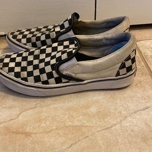 Vans Classic Black Checkered Canvas Slip On Comfy Cush